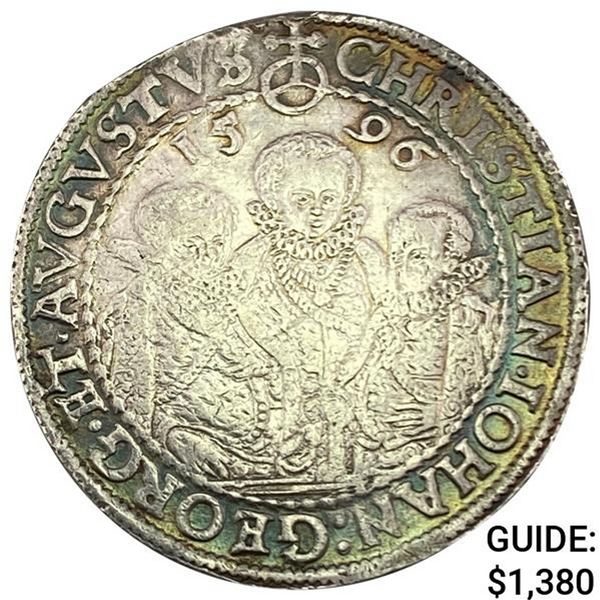 1596-HB Saxony Silver Thaler 3 Brothers CLOSELY UNCIRCULATED
