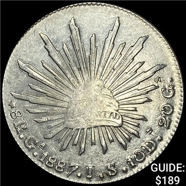 1887Ga DS Mexico Silver 8 Reales Cap&Rays CLOSELY UNCIRCULATED