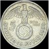 Image 2 : 1936-E Germany Silver 5 Reichsmark CLOSELY UNCIRCULATED