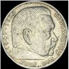 Image 1 : 1936-F Germany Silver 5 Reichsmark CLOSELY UNCIRCULATED