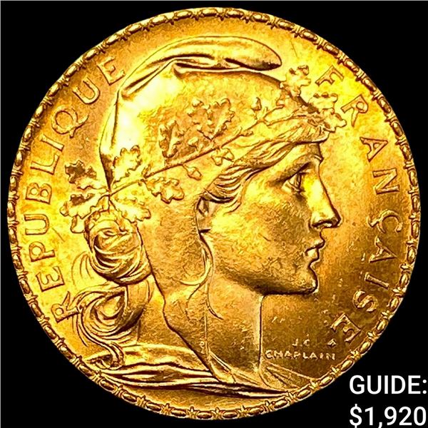 1913 France .1867oz Gold 20 Francs UNCIRCULATED