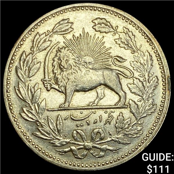 1320 Iran Silver 5000 Dinars CHOICE AU