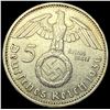Image 2 : 1936-A Germany Silver 5 Reichsmark CLOSELY UNCIRCULATED