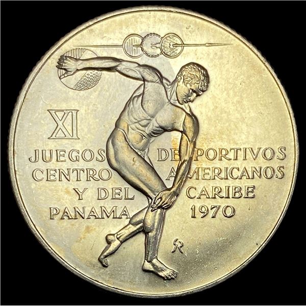 1970 Panama Silver 5 Balboas UNCIRCULATED