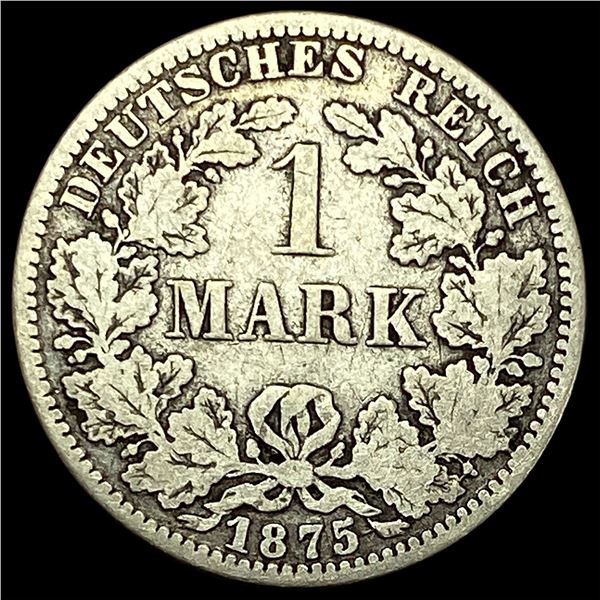 1875-A Germany Silver 1 Reichsmark NEARLY UNCIRCULATED