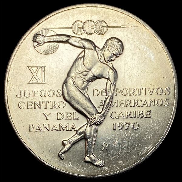 1970 Panama Silver 5 Balboas UNCIRCULATED