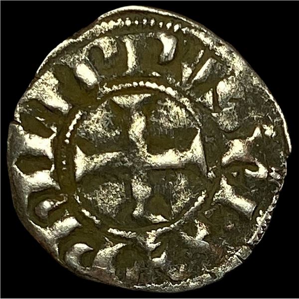 1297-1301AD Frankish Greese Crusader SIlver Denier NEARLY UNCIRCULATED