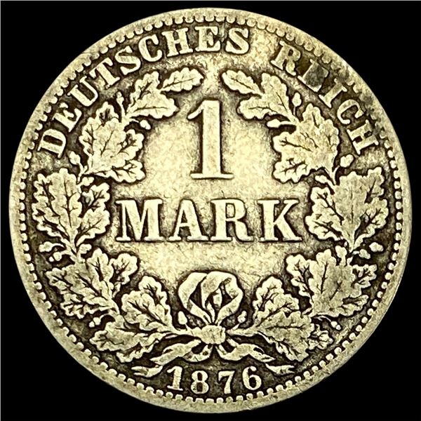 1876-A Germany SIlver 1 Reichsmark NEARLY UNCIRCULATED
