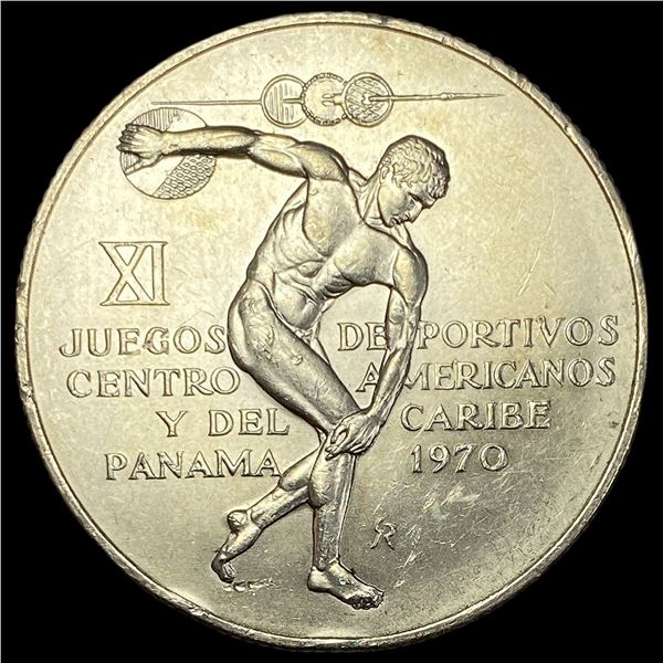 1970 Panama Silver 5 Balboas UNCIRCULATED