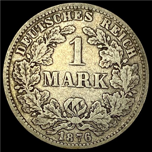 1876-F Germany Silver 1 Reichsmark NEARLY UNCIRCULATED