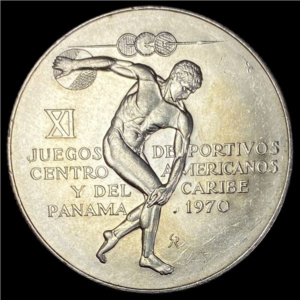 1970 Panama Silver 5 Balboas UNCIRCULATED