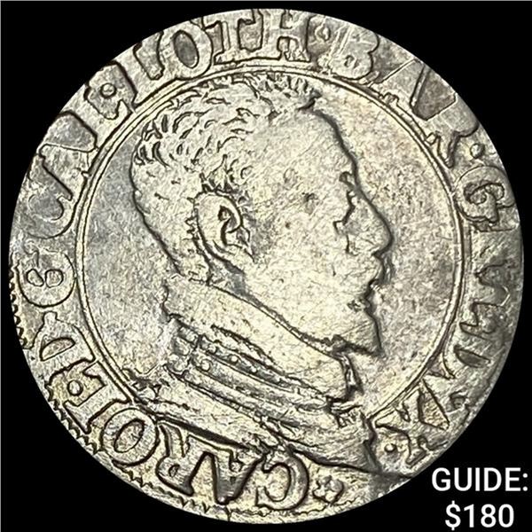 1545-1608 France Lorraine Silver Testone NEARLY UNCIRCULATED