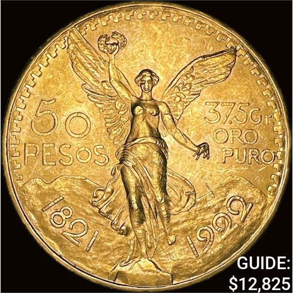 1922 Mexico Gold 50 Peso 1.2057oz UNCIRCULATED