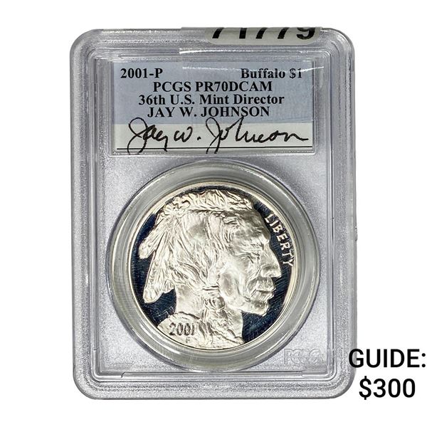 2001-P Buffalo Sliver $1 PCGS PR70 DACM