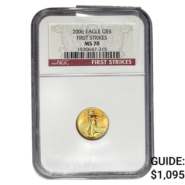 2006 $5 Gold Eagle 1/10oz NGC MS70