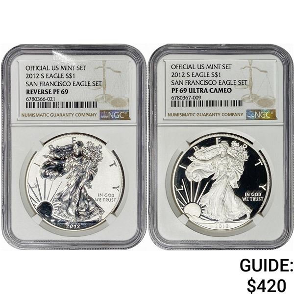 [2 Coins] 2012-S San Franciso Eagle Set $1 NGC PF69