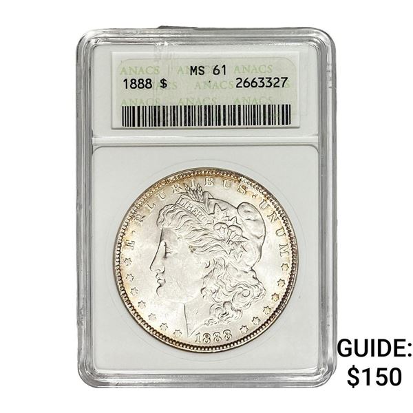 1888 Morgan Silver Dollar ANACS MS61