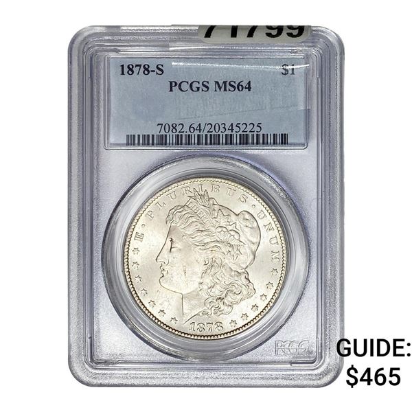 1878-S Morgan Silver Dollar PCGS MS64