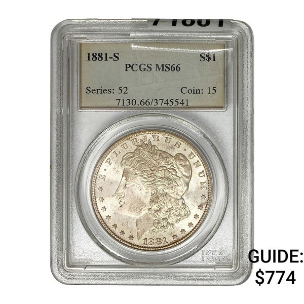 1881-S Morgan Silver Dollar PCGS MS66