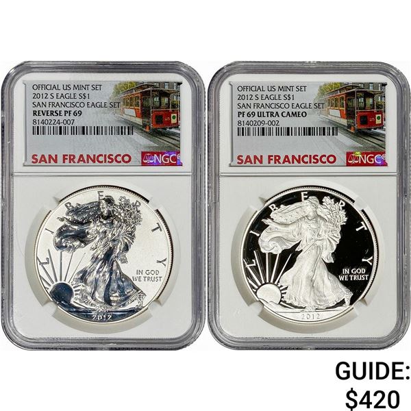 [2 Coins] 2012-S San Fransico Eagle Set $1 NGC PF69