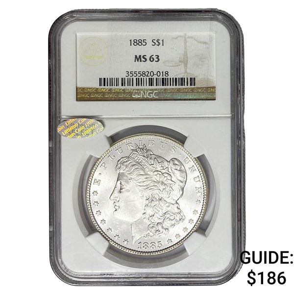 1885 Morgan Silver Dollar NGC MS63