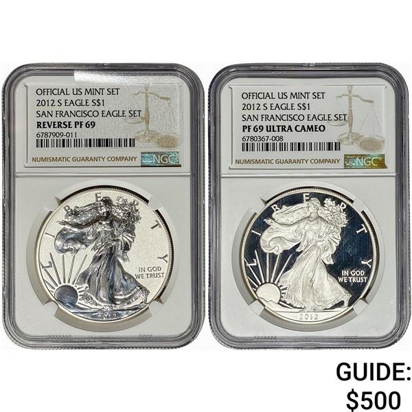 [2 Coins] 2012-S San Franciso Eagle Set $1 NGC PF69