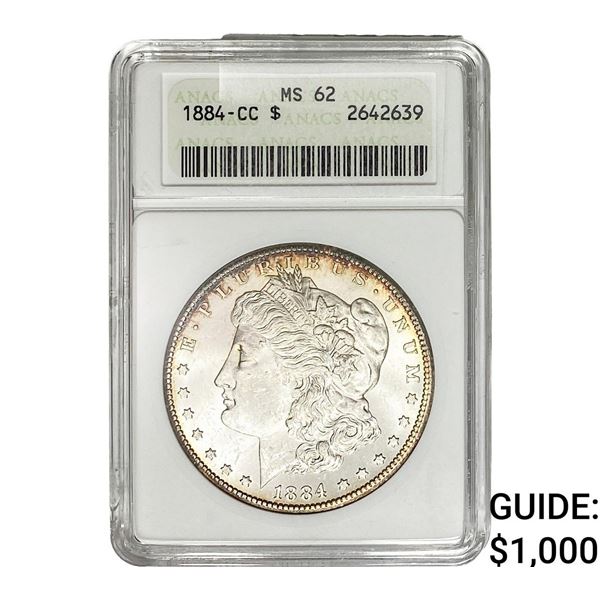 1884-CC Morgan Silver Dollar ANACS MS62