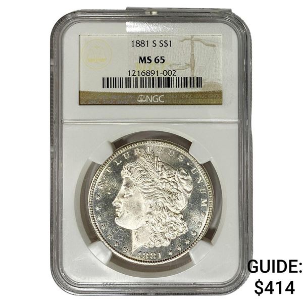 1881-S Morgan Silver Dollar NGC MS65