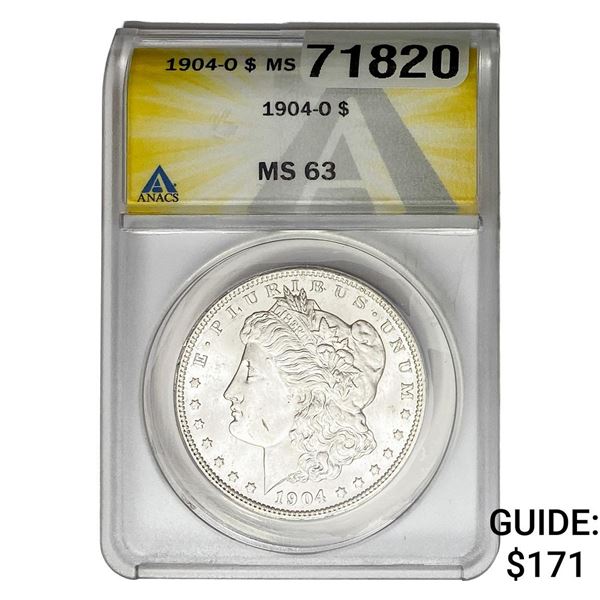 1904-O Morgan Silver Dollar ANACS MS63