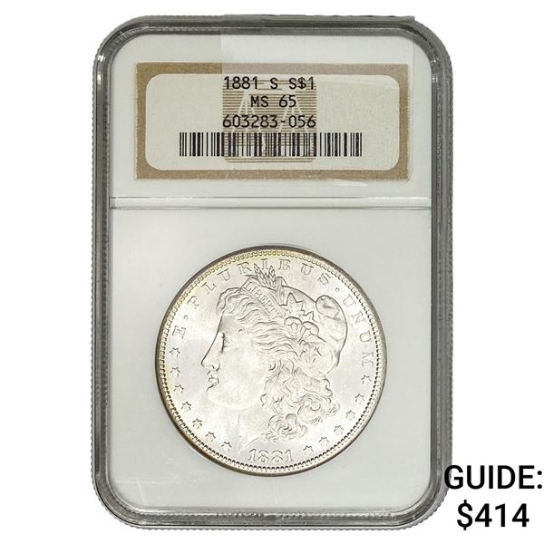 1881-S Morgan Silver Dollar NGC MS65