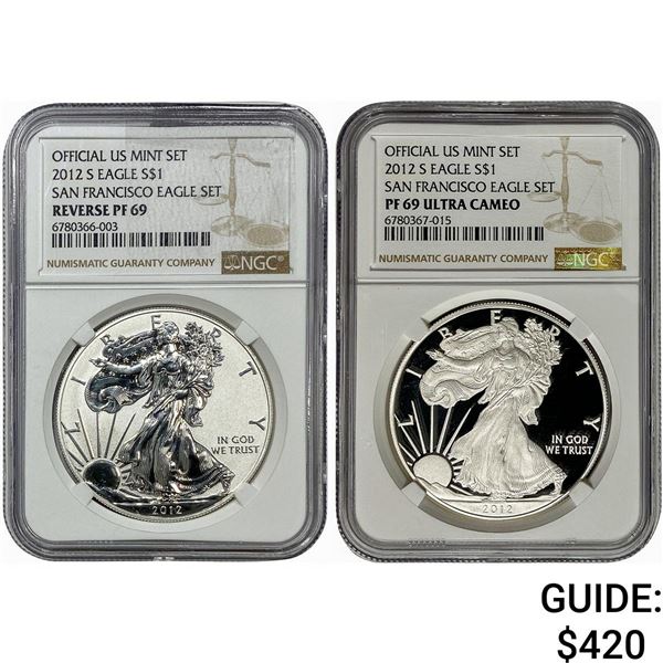 [2 Coins] 2012-S San Franciso Eagle Set $1 NGC PF69