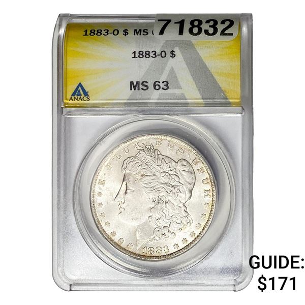 1883-O Morgan Silver Dollar ANACS MS63