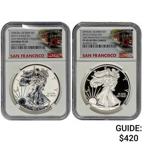 [2 Coins] 2012-S San Franciso Eagle Set $1 NGC PF69