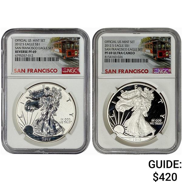 [2 Coins] 2012-S San Franciso Eagle Set $1 NGC PF69