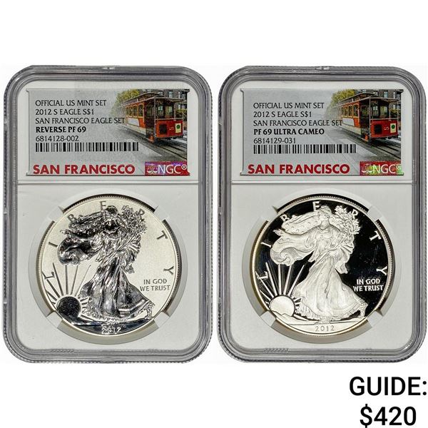[2 Coins] 2012-S San Franciso Eagle Set $1 NGC PF69