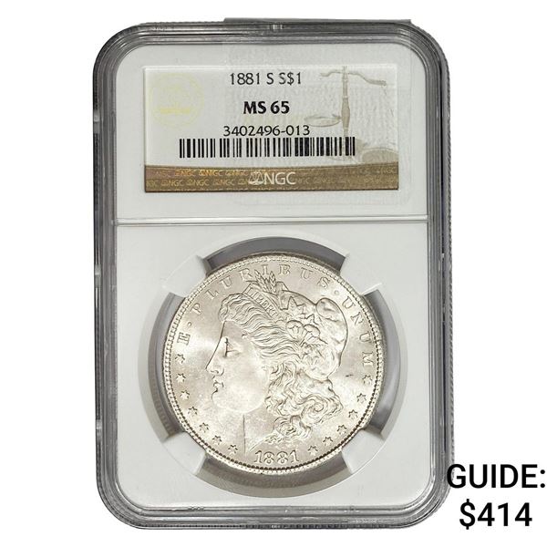 1881-S Morgan Silver Dollar NGC MS65