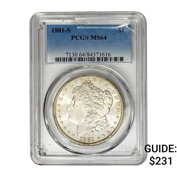 1881-S Morgan Silver Dollar PCGS MS64