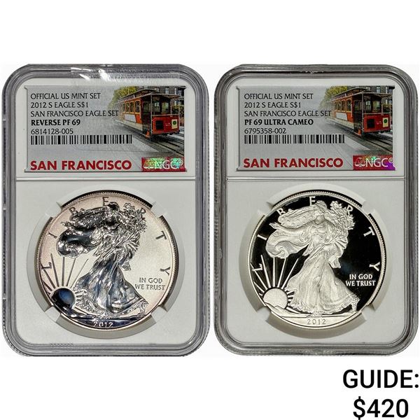 [2 Coins] 2012-S San Franciso Eagle Set $1 NGC PF69