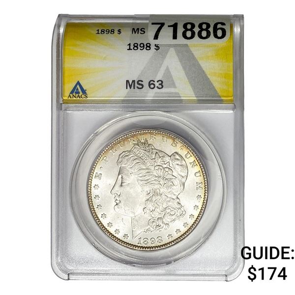 1898 Morgan Silver Dollar ANACS MS63