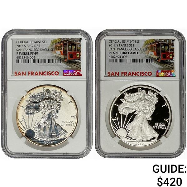 [2 Coins] 2012-S San Franciso Eagle Set $1 NGC PF69