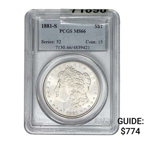 1881-S Morgan Silver Dollar PCGS MS66