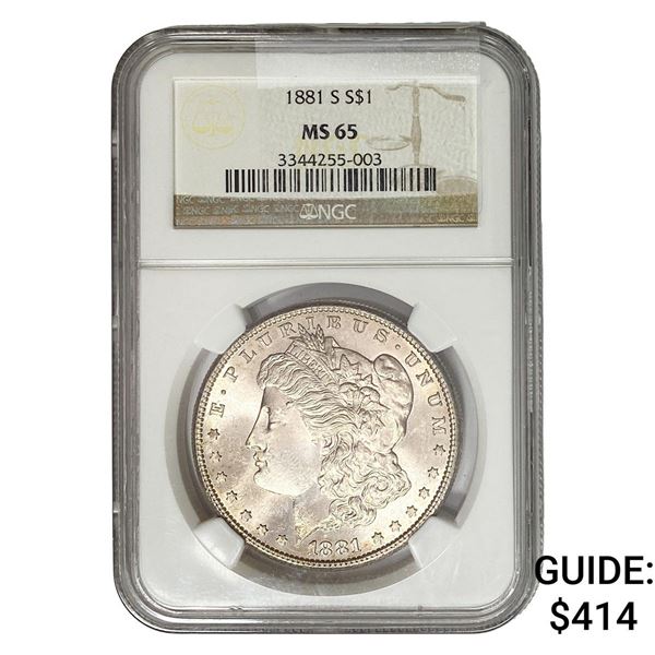 1881-S Morgan Silver Dollar NGC MS65