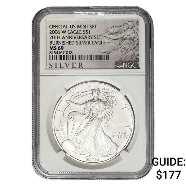 2006-W Burnished Sliver Eagle $1 NGC MS69