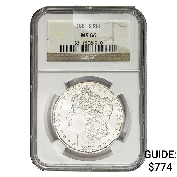 1881-S Morgan Silver Dollar NGC MS66