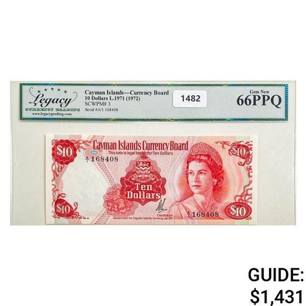 1972 Caymen Islands $10 Currency Board 66 PPQ