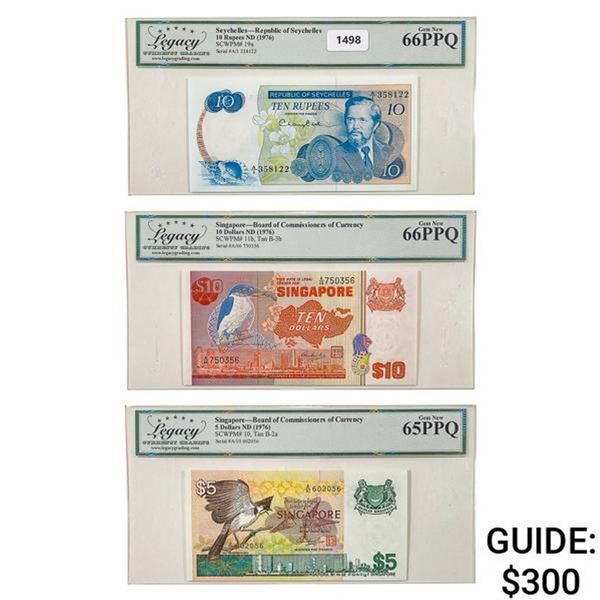 [3] 1976 Singapore/Seychelles Banknote Currency