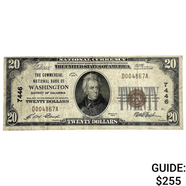 1929 $20 U.S. Note-National Bank of Washington DC