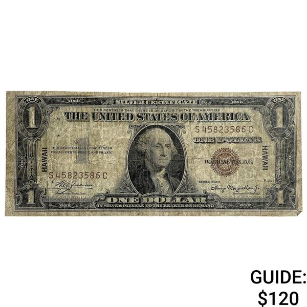 1935A $1 Hawaii Issue SIlver Certificate Red Seal