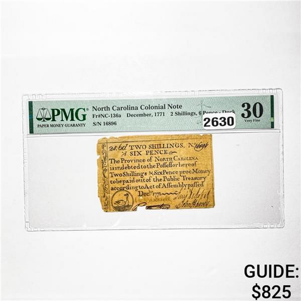 Dec.1771 2 Shillings, 6 Pence NC Colonial Note VF 30