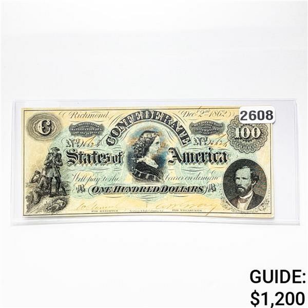 1862 $100 Confederate States of America Note